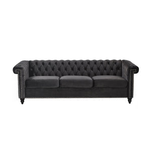 Tufted Chesterfield Faux Leather 3 Seater Sofa