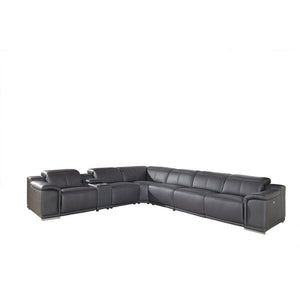 Laurita 138" Wide Genuine Leather Symmetrical Reclining Corner Sectional