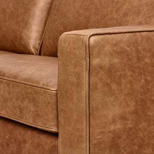 Andrews Contemporary Top-Grain Leather Sofa, 82"W, Cognac